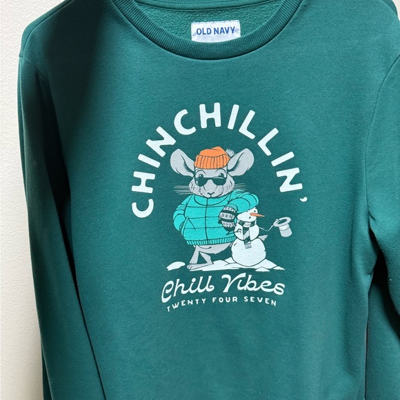 Old Navy Kids Teal 'Chinchillin' Sweatshirt - Picture 1 of 1
